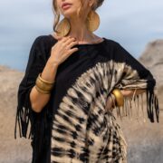 Handmade Tie-Dye Cotton Kaftan Dress – Boho Fringe Festival Tunic | Arlo - Image 4