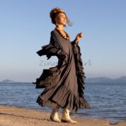 Ruffle Trimmed Viscose Kaftan Dress – Boho Beach Abaya, Plus Size | Wild Heart - Image 2