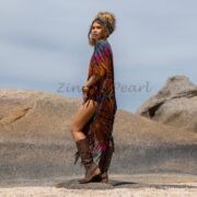Handmade Tie-Dye Cotton Poncho Dress – Boho Fringe Tunic | Arlo - Image 2