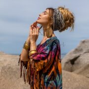 Handmade Tie-Dye Cotton Poncho Dress – Boho Fringe Tunic | Arlo - Image 4