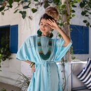 Rayon Kaftan Maxi Dress – Boho Beach Coverup, One Size Plus | Rosa - Image 4