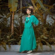 Rayon Kaftan Maxi Dress – Boho Beach Coverup, Festival Abaya Gown | Rosa - Image 2