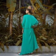 Rayon Kaftan Maxi Dress – Boho Beach Coverup, Festival Abaya Gown | Rosa - Image 3