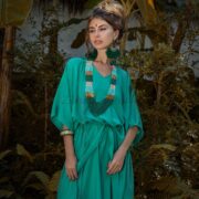 Rayon Kaftan Maxi Dress – Boho Beach Coverup, Festival Abaya Gown | Rosa - Image 4