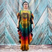 Tie-Dye Maxi Kaftan – Handmade Boho Festival Dress, Plus Size Cotton Cover-Up | Ema