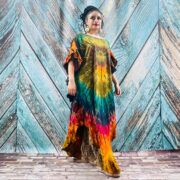 Tie-Dye Maxi Kaftan – Handmade Boho Festival Dress, Plus Size Cotton Cover-Up | Ema - Image 5