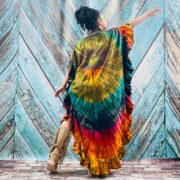 Tie-Dye Maxi Kaftan – Handmade Boho Festival Dress, Plus Size Cotton Cover-Up | Ema - Image 6