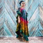 Tie-Dye Maxi Kaftan – Handmade Boho Festival Dress, Plus Size Cotton Cover-Up | Ema - Image 2