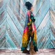 Tie-Dye Maxi Kaftan – Handmade Boho Festival Dress, Plus Size Cotton Cover-Up | Ema - Image 4