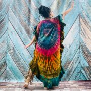 Tie-Dye Maxi Kaftan – Handmade Boho Festival Dress, Plus Size Cotton Cover-Up | Ema - Image 5