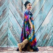 Hand Tie-Dye Maxi Kaftan Dress – Jersey Cotton Boho Festival Gown | Ema - Image 9
