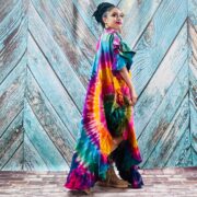 Bohemian Tie-Dye Maxi Dress – Handmade Cotton Kaftan, Plus Size Festival Gown | Ema - Image 9