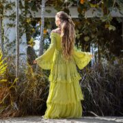 Off-Shoulder Cotton Boho Maxi Dress – Ruffled Tiered Skirt | Lucia Lime Blossom - Image 3