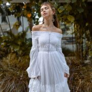 Off-Shoulder Boho Wedding Dress – Tiered Cotton Maxi Dress | Lucia - Image 5