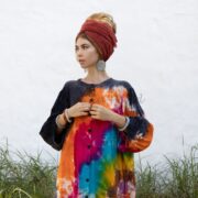 Plus Size Hand Tie-Dye Cotton Maxi Duster – Boho Kimono Cardigan | Colette - Image 4