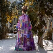 Hand-Quilted Silk Patchwork Kimono – Boho Maxi Coat | Akari - Image 3