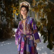 Hand-Quilted Silk Patchwork Kimono – Boho Maxi Coat | Akari - Image 4