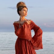 Off-Shoulder Boho Wedding Dress – Tiered Natural Cotton Maxi | Lucia - Image 5