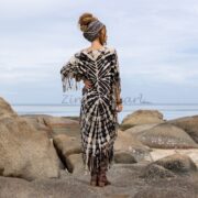 Handmade Tie-Dye Cotton Kaftan Dress – Boho Fringe Festival Tunic | Arlo - Image 3