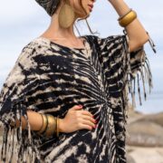 Handmade Tie-Dye Cotton Kaftan Dress – Boho Fringe Festival Tunic | Arlo - Image 4