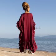 Plus Size Boho Ruffle Kaftan Dress – Wild Heart Garnet Dusk Maxi Abaya - Image 3
