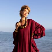 Plus Size Boho Ruffle Kaftan Dress – Wild Heart Garnet Dusk Maxi Abaya - Image 4