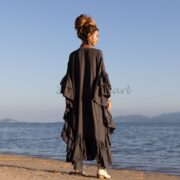 Ruffle Trimmed Viscose Kaftan Dress – Boho Beach Abaya, Plus Size | Wild Heart - Image 3
