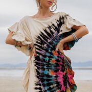 Tie-Dye Maxi Kaftan Dress – Handmade Boho Cotton Festival Gown | Ema - Image 4