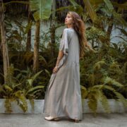 Plus Size Maternity Kaftan Dress: Golden Mist Rayon Boho Gown - Image 2