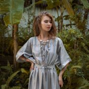 Plus Size Maternity Kaftan Dress: Golden Mist Rayon Boho Gown - Image 4