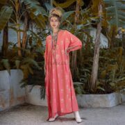 Printed Rayon Kaftan Dress – Boho Festival Abaya Gown, One Size Plus | Rosa