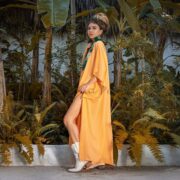 Rayon Kaftan Maxi Dress – Boho Beach Coverup, Festival Abaya Gown | Rosa - Image 2