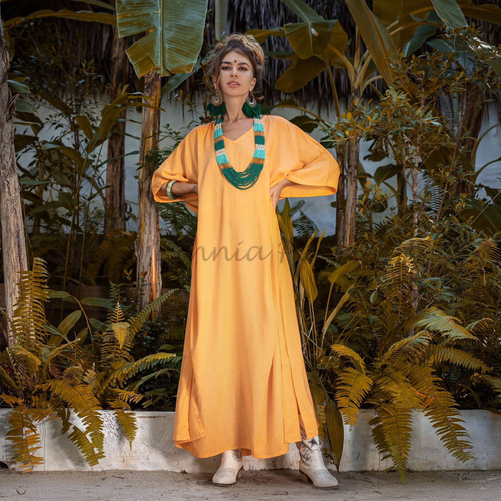 il_fullxfull.4155798683_oiwx.jpg Rayon Kaftan Maxi Dress – Boho Beach Coverup, Festival Abaya Gown | Rosa - Image 1