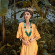 Rayon Kaftan Maxi Dress – Boho Beach Coverup, Festival Abaya Gown | Rosa - Image 4