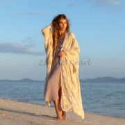 Handmade Crochet Cotton Maxi Kimono Duster – Boho Beach Resort | Flora
