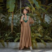 Rayon Kaftan Maxi Dress – Boho Festival Abaya Gown, One Size Plus | Rosa