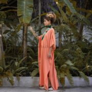 Rayon Kaftan Maxi Dress – Boho Beach Abaya Gown, One Size Plus | Rosa - Image 2