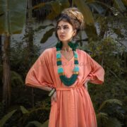 Rayon Kaftan Maxi Dress – Boho Beach Abaya Gown, One Size Plus | Rosa - Image 4