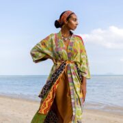 Sakura Reversible Vintage Medium Quilted Duster Kimono Coat Jacket Handmade Boho Holidays Vacation Festival - Image 4