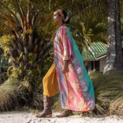 Sakura Reversible Vintage Medium Quilted Duster Kimono Coat Jacket Handmade Boho Holidays Vacation Festival - Image 2