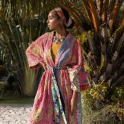 Sakura Reversible Vintage Medium Quilted Duster Kimono Coat Jacket Handmade Boho Holidays Vacation Festival - Image 4