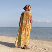 Sakura Reversible Vintage Heavy Quilted Duster Kimono Coat Jacket Handmade Boho Holidays Vacation Festival - Image 3