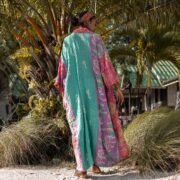 Sakura Reversible Vintage Medium Quilted Duster Kimono Coat Jacket Handmade Boho Holidays Vacation Festival - Image 3