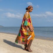 Reversible Quilted Kimono Duster – Vintage Handmade Cotton Boho Coat | Sakura - Image 2