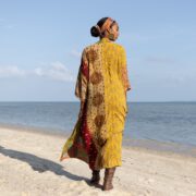 Sakura Reversible Vintage Heavy Quilted Duster Kimono Coat Jacket Handmade Boho Holidays Vacation Festival - Image 3