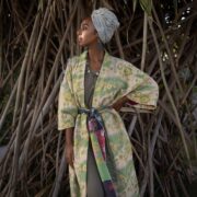 Sakura Reversible Vintage Heavy Quilted Duster Kimono Coat Jacket Handmade Boho Holidays Vacation Festival - Image 4