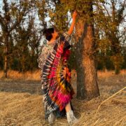 Handmade Boho Tie-Dye Cotton Kaftan – Ruffle Trim Maxi Dress | Ema - Image 3