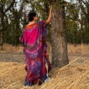 Handmade Boho Tie-Dye Cotton Maxi Dress – Festival Kaftan | Ema - Image 4