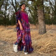 Handmade Boho Tie-Dye Cotton Maxi Dress – Festival Kaftan | Ema - Image 9