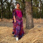 Handmade Boho Tie-Dye Cotton Maxi Dress – Festival Kaftan | Ema - Image 10